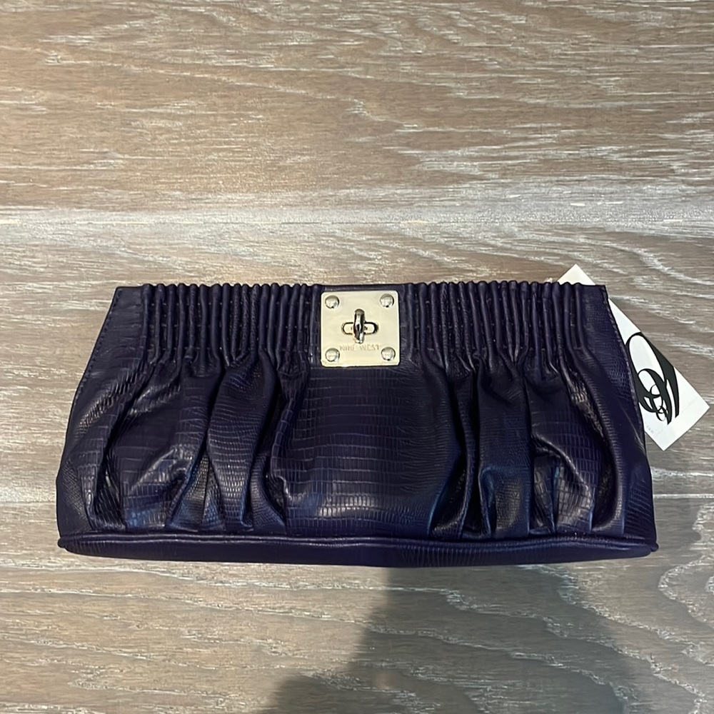Nine West purple snake skin texture clutch purse